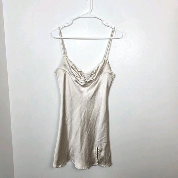 Princess Polly Champagne Satin Going Out Club Party Tank Mini Dress Size 6 - Picture 1 of 6